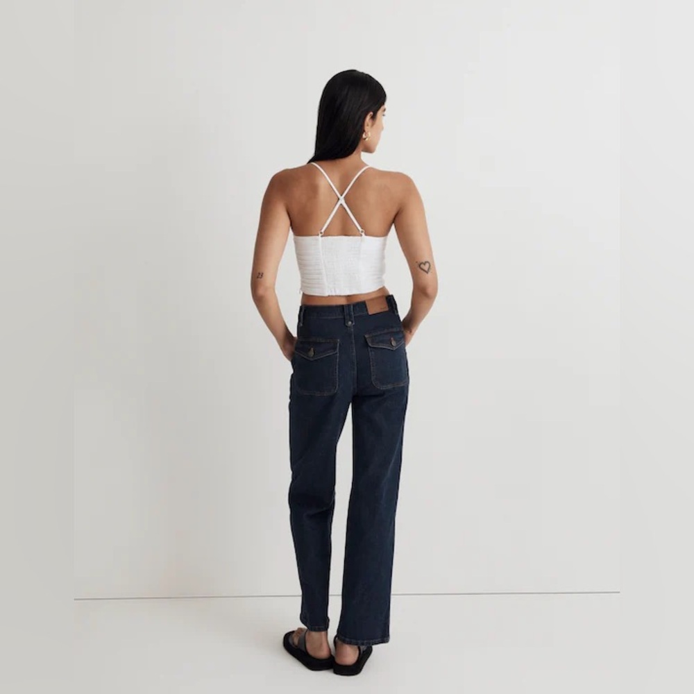 Madewell Poplin Crop Tube Top White SZ 00 NWT - Picture 3 of 4